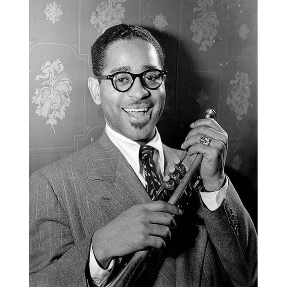 Dizzy Gillespie Portrait at Famous Door New York Style - A - 24x36 Inch Glossy Laminated Poster - Stunning Detail and Bold Colors