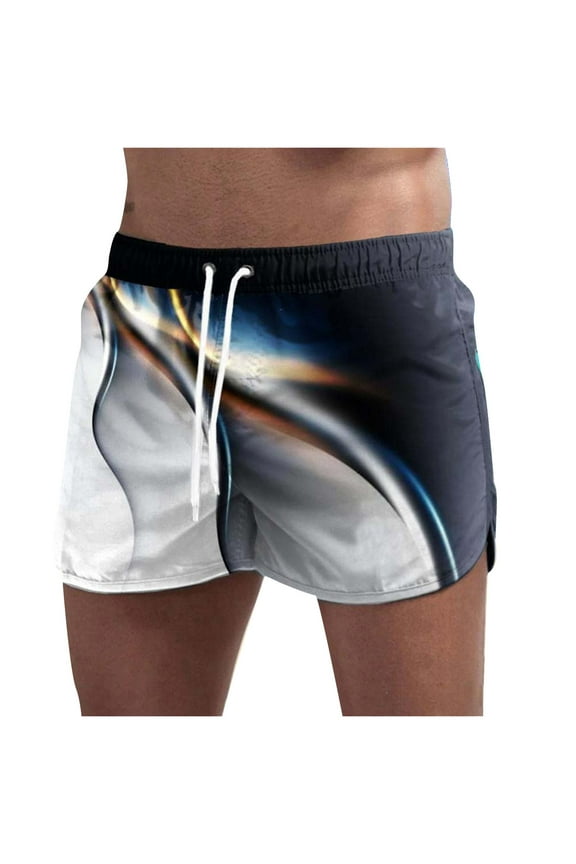 Dizzy Graphics Beach Shorts for Men Summer Novelty Gradient Vision Clothes Mens Beach Wear, X-Large, White