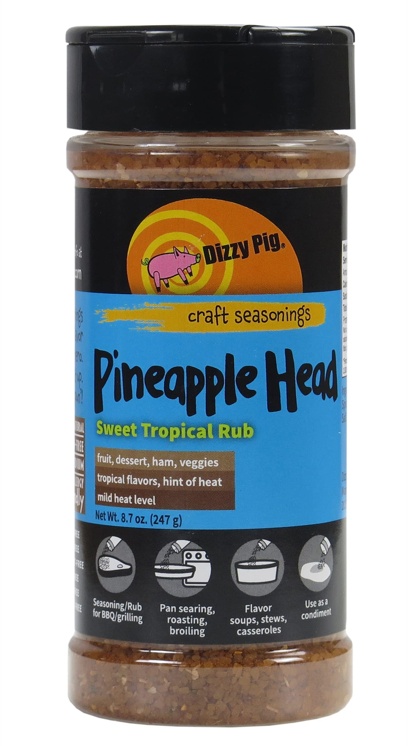 Dizzy Pig Pineapple Head DHF10 Savory Sweet Tropical Seasoning Rub (8oz Shaker) Seasons 30+lbs