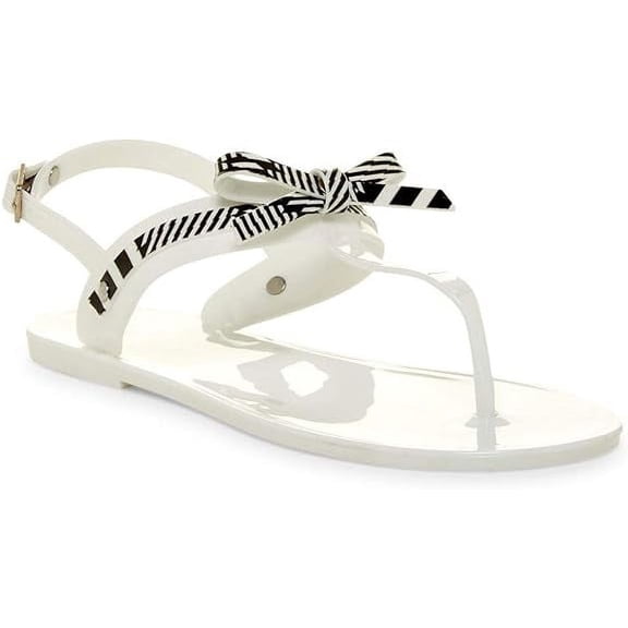 Dizzy Women's White Ribbons Ankle Strap Thong Sandal, White - 9