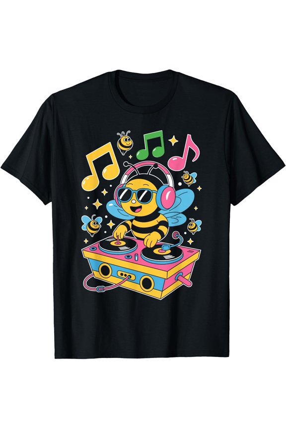 Dj Bee Music Lover Cartoon Design T-Shirt, Unisex T-Shirt