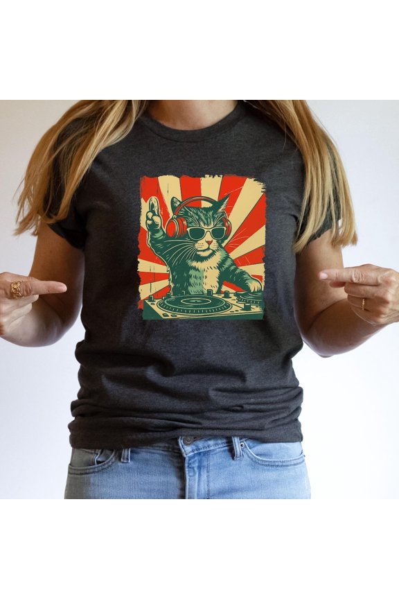 Dj Cat T-Shirt: Music Lover Graphic Tee Tshirt All Size S-5XL