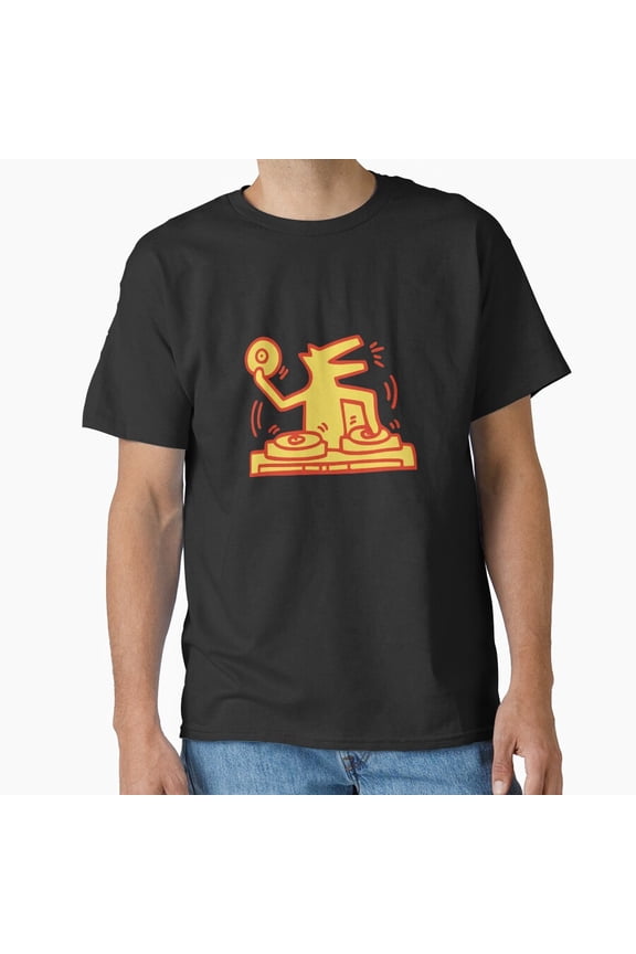 Dj Dog Haring Music Kieth Pop Art Gold T-Shirt BLACK Unisex S-5XL Hot Trending Shirt, Vintage Birthday Gift