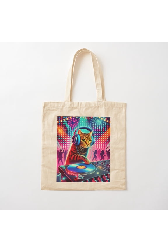 Dj Kitty'S Nightclub Cotton Tote Bag Canvas Tote Bag, Family Gift For Mother, Her