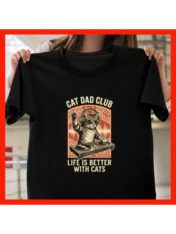 Dj Kitty Turntable Beats Life Better With Cats Music Lover Unisex T-Shirt, up to size 5XL