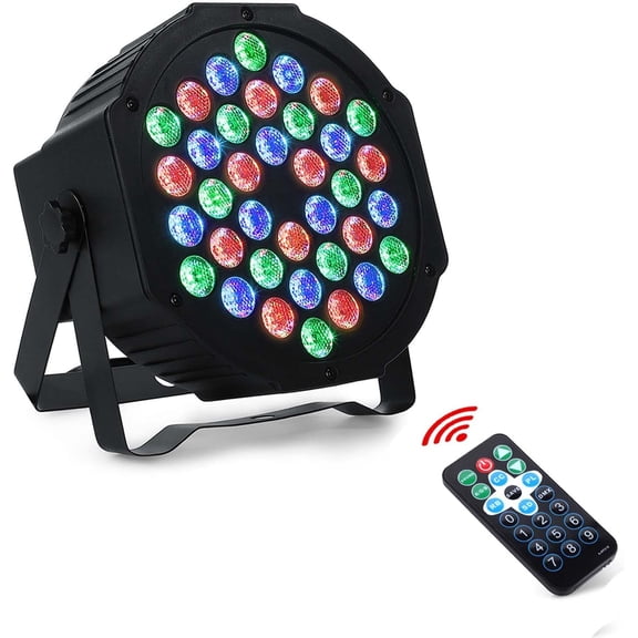 Dj Lights, 1 Pack 36 LED Par Lights Stage Lights with Sound Activated Remote Control & DMX Control, Stage Lighting Uplights for Wedding Club Music Show Christmas Holiday Party Lighting