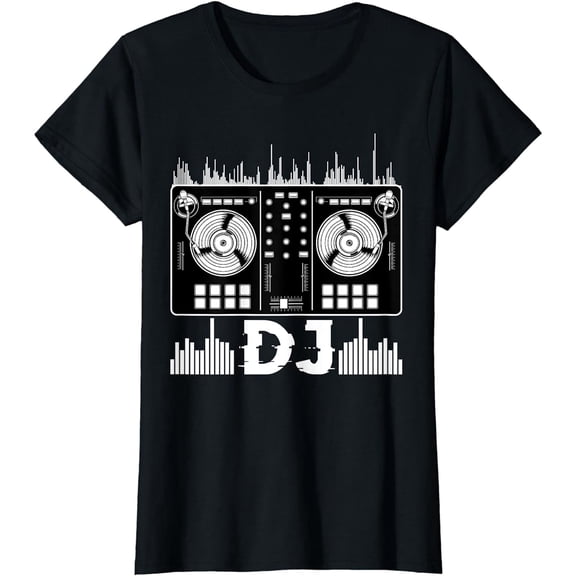 Dj Music Lover Music Player Sound Cool Men Women Short Sleeve Black T-Shirt