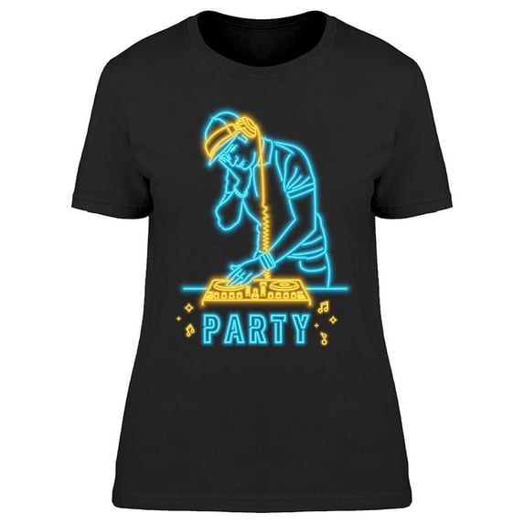 Dj Musician Neon Light Glowing T-Shirt Women -Image by Shutterstock, Female x-Large