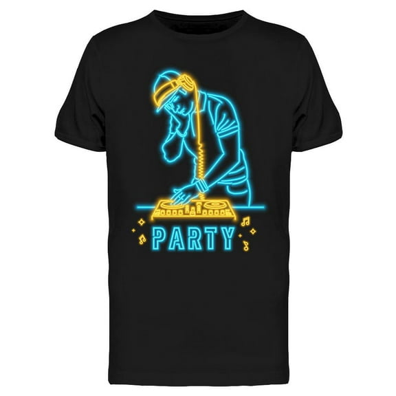Dj Musician Neon Light T-Shirt Men -Image by Shutterstock, Male Large