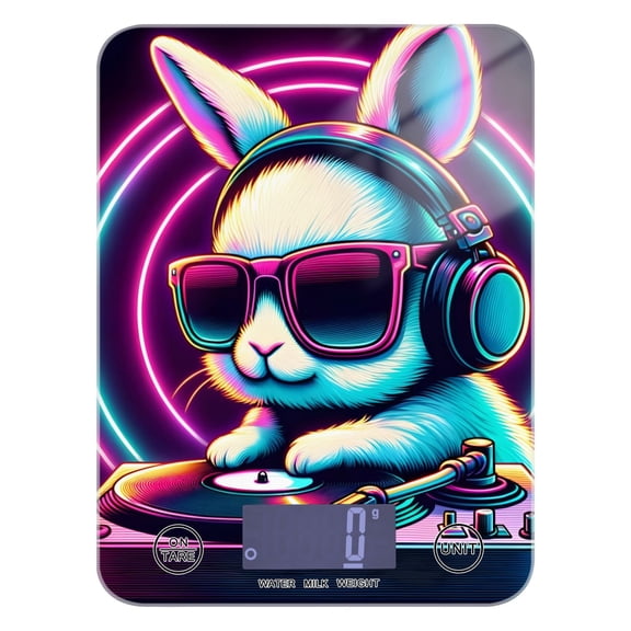 Dj Rabbit Sunglasses Food Scale Digital Kitchen Scale Waterproof Tempered Glass Tare Function 11 lb for Baking Cooking Meal Prep