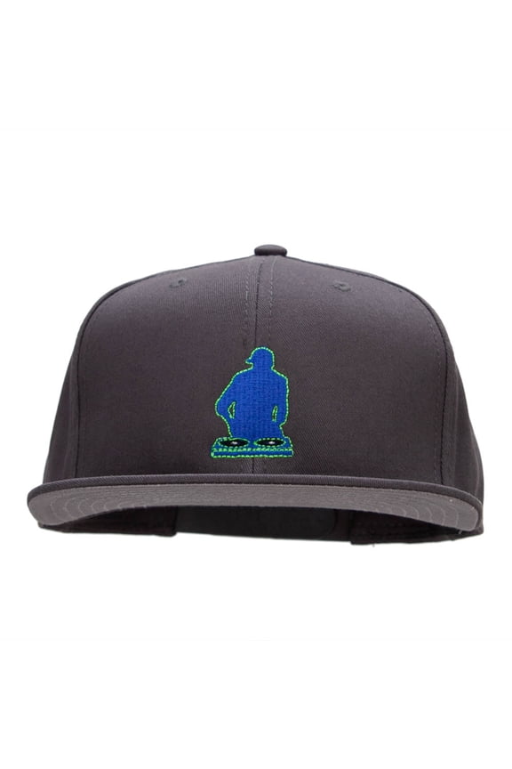 Dj Silhouette Embroidered Prostyle Snapback - Charcoal OSFM