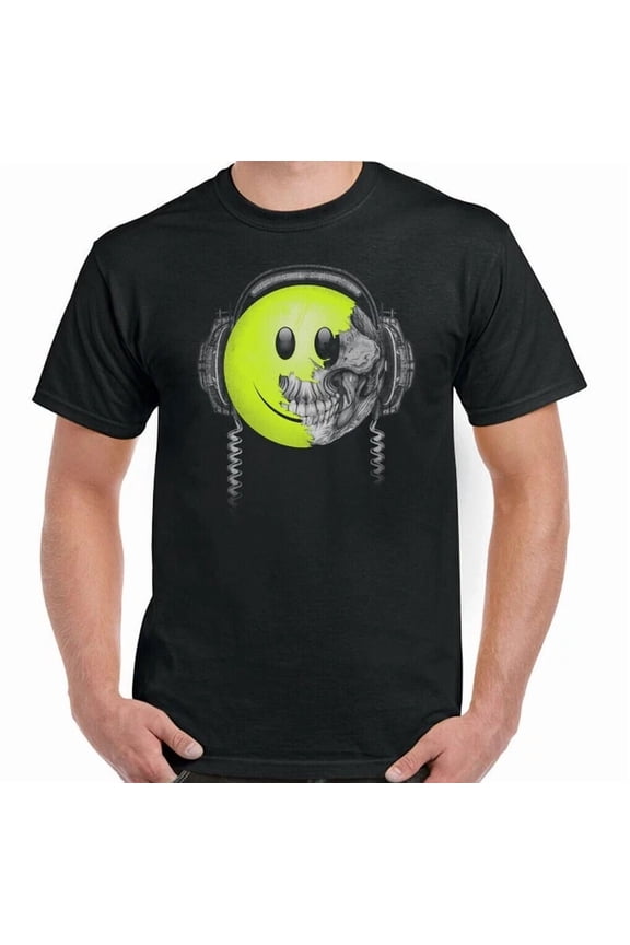 Dj Skull T-Shirt Happy Face Mens Womens Djing Dance Music 90'S Rave Acid House
