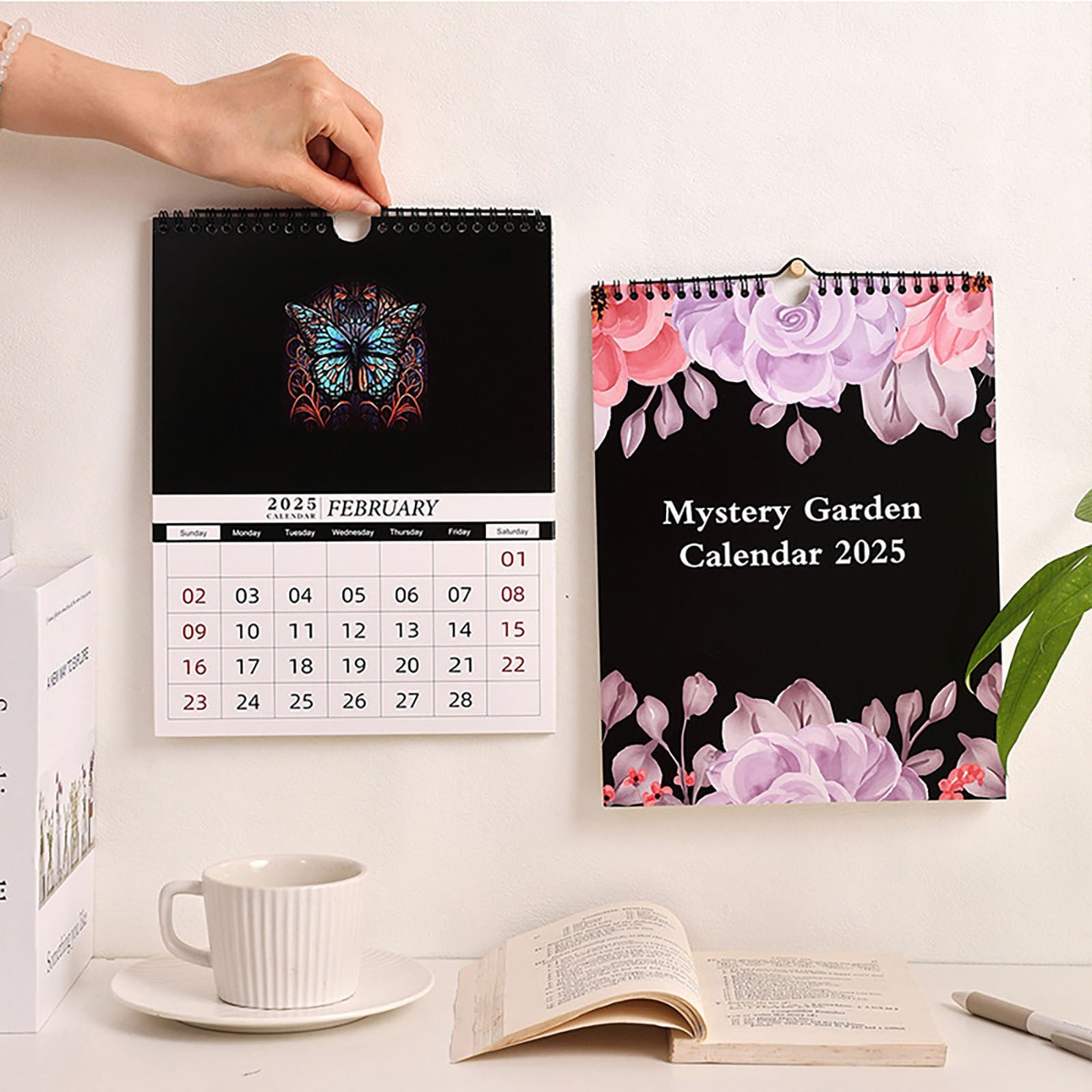 Djadtgl 2025 Dark Garden Calendar Sep.2024 Dec.2025 Wall Calendar 8.46