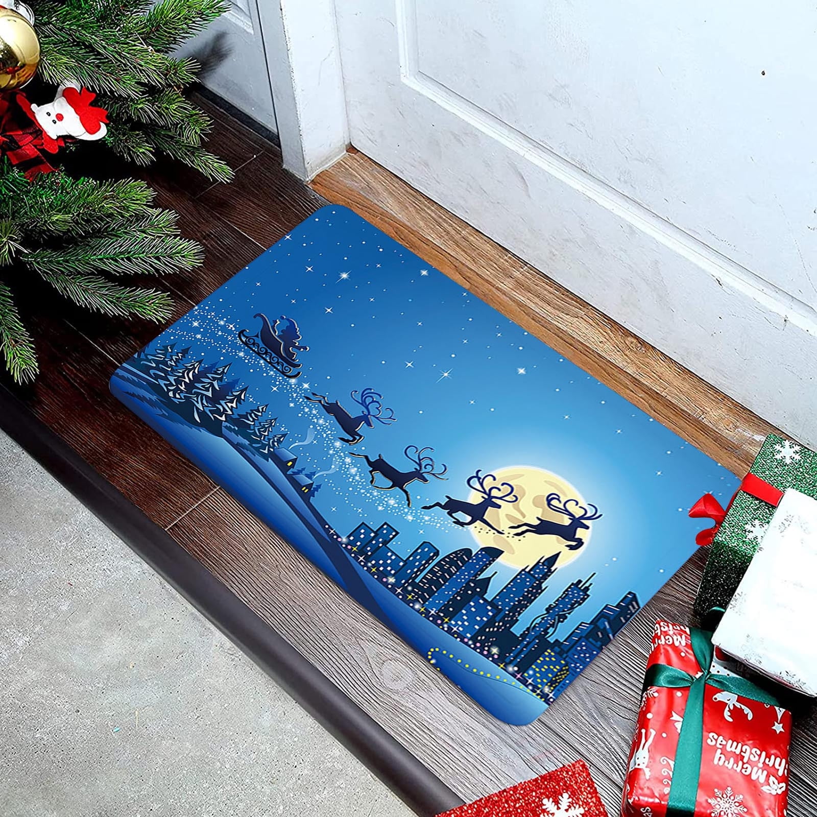 Djadtgl Christmas Printed Floor Mat Entry Door Mat Cross Border Home