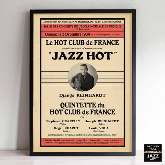 Django Reinhardt Stephane Grappelli Jazz Poster, Paris Concert Poster, Unframed Paper Poster 8x10in