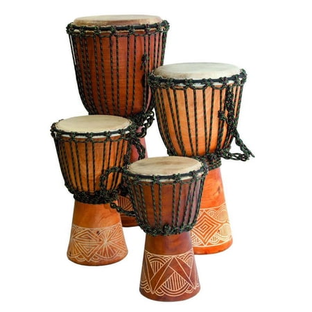 Djembe Beginner carved,10" tall, 5-6" head