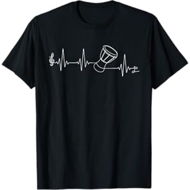 Djembe Drum Player Heartbeat Single Line for African Drum TShirt