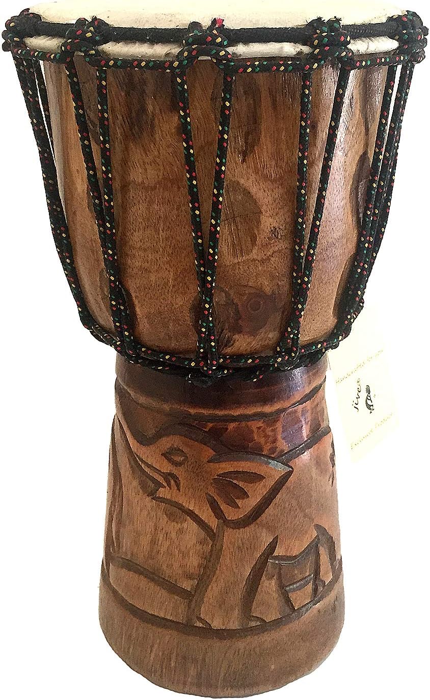 Djembe Drum Solid Wood Deep Carved Bongo Congo African Drum 12" HIGH