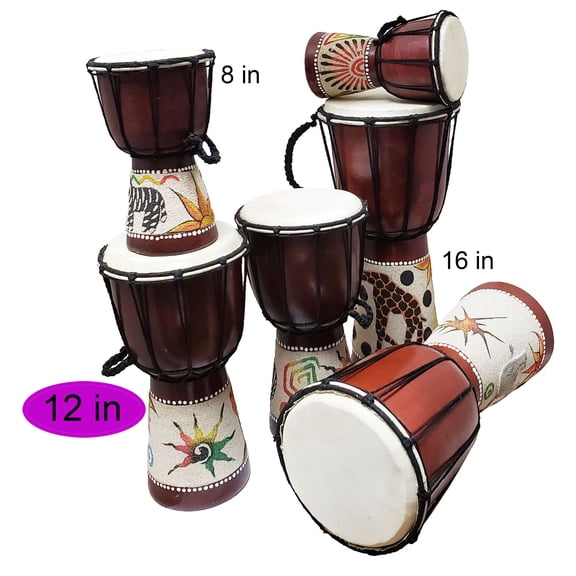Djembe Drum Unique Sand Design Effect African Inspired Hand Made Musical Dcor 12 inch Tiger Pattern
