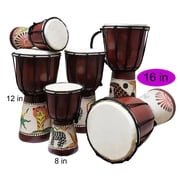 Djembe Drum Unique Sand Design Effect African Inspired Hand Made Musical Dcor 16 inch Elephant Pattern