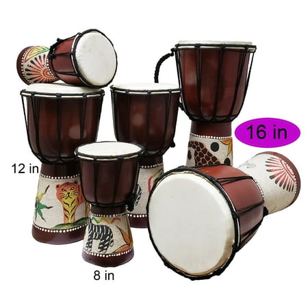 Djembe Drum Unique Sand Design Effect African Inspired Hand Made Musical Dcor 16 inch Zebra Pattern