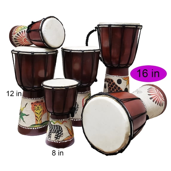 Djembe Drum Unique Sand Design Effect African Inspired Hand Made Musical Dcor 16 inch Zebra Pattern