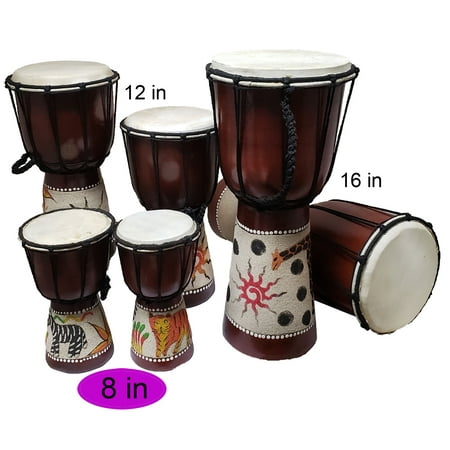 Djembe Drum Unique Sand Design Effect African Inspired Hand Made Musical Dcor 8 Inch Tiger Pattern
