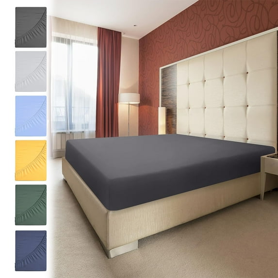 Djibouti Bare Skin Comfort Double Bed Fitted Sheet - Pure Color Bed Cover, 79.92x60.23x11.81in