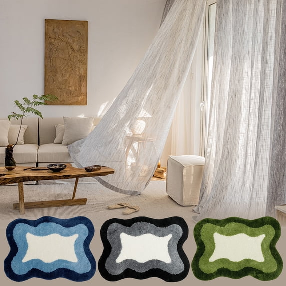 Djibouti Bath Mats for Bathroom Non Slip, Green Gradient Irregular Shape Cute Bath Rugs for Bathroom Decor, Microfiber Absorbent Carpet Washable Floor Mats for Bathroom Doormat Tub Shower