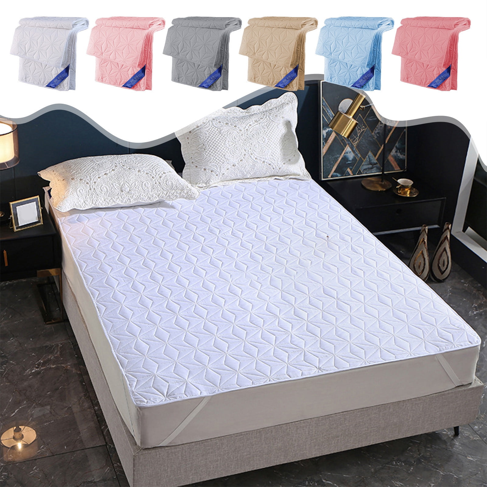 Djibouti Cozy Waterproof Cotton Mattress Protector - Quilted Fitted Pad with Deep Pockets for Stain-Free Sleep, 59x78.7in