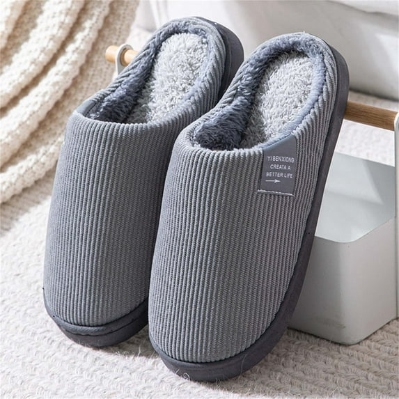 Djibouti Indoor Warm Slippers, Soft Sole Cotton Shoes, Cozy Home Footwear, Comfortable House Slippers for Men and Women, Cray/Size 42