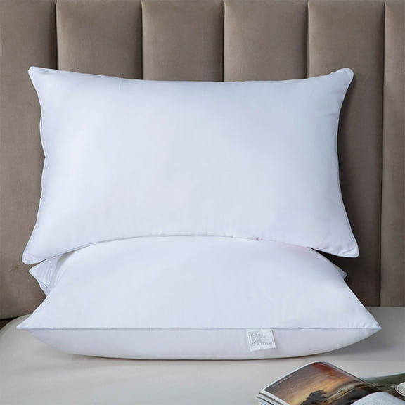 Djibouti Low-Profile Pillow Inserts, Pair of Thin Bed Pillows, Soft & Supportive Pillow Cores for Side and Stomach Sleepers, Hypoallergenic, Machine Washable, Standard Size, Comfortable Rest