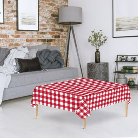 Djibouti Thick Checkered Plastic Tablecloth, StylishTable Cover, Rectangular Waterproof and Oil-Resistant Tablecloth, Durable Party Table Protector for Indoor and Outdoor Events (Red)