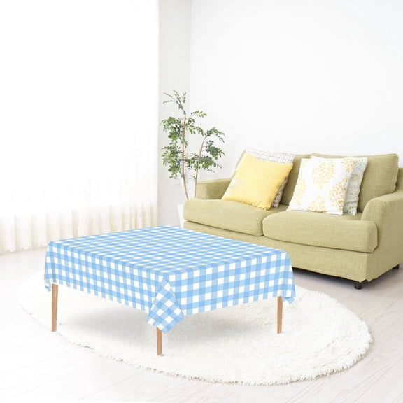 Djibouti Thick Checkered Plastic Tablecloth, StylishTable Cover, Rectangular Waterproof and Oil-Resistant Tablecloth, Durable Party Table Protector for Indoor and Outdoor Events (Light Blue)