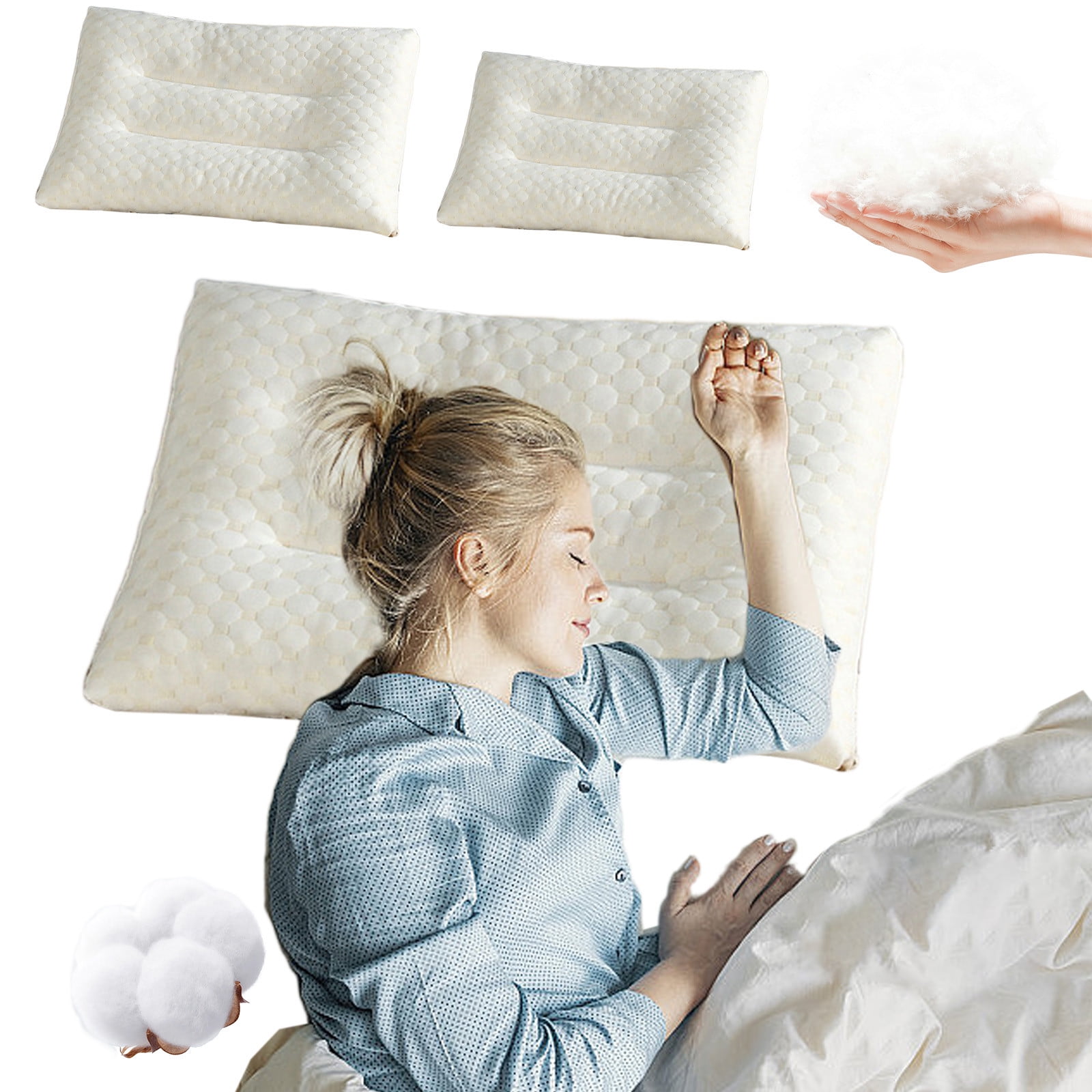 View of Djibouti Water Cube Bead Pillow - Low-Profile Cervical Support for Home ...