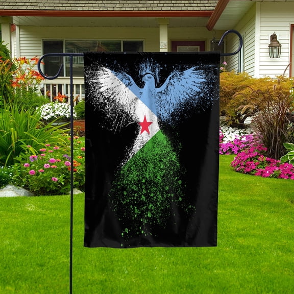 Djiboutian Flag With Eagle Painting - Proud Djibouti Garden Flag (11.5x17.5) Double-Sided Decorative Polyester Indoor/Outdoor Flag