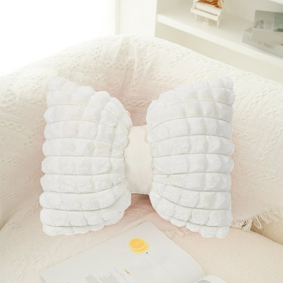 Djiypn 1 PC Bow Throw Pillows Cute Bowknot Plush Pillow Home Decor Stuffed Decorative Bow Lumbar Pillow for Men Women Bed Decor Accessories, White