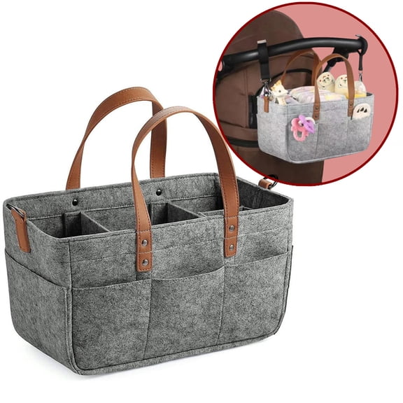 Djiypn 1 Pack Diaper Caddy Organizer, Car Caddy, Portable Organizer for Changing Table, Nursery, Dark Gray