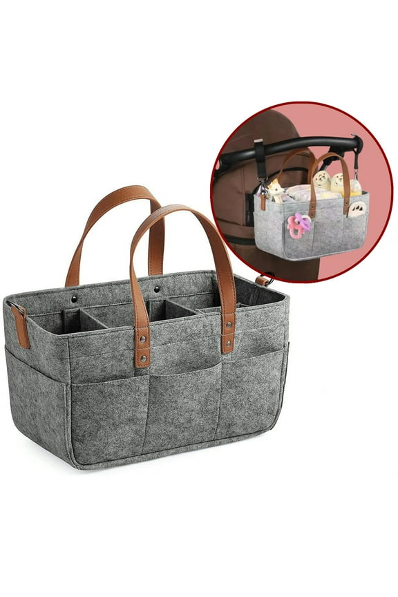 1 Pack Diaper Caddy Organizer, Car Caddy, Portable Organizer for Changing Table, Nursery, Dark Gray