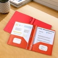 thumbnail image 1 of Djiypn 1 Pack Plastic Folders with Prongs Heavy Duty Plastic 2 Pocket Folder with 3 Prongs, Business Card Slot for Office Home 11.7 x 9.5 Inch (Orange), 1 of 8