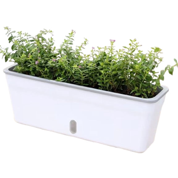 Djiypn 1 Pack Self Watering Herb Planter Set for Windowsill, 14.9In Indoor Herb Garden Planters with Water Level Indicator, Dual Layer Easy Care Pot for Basil, Flowers, Vegetables & Succulent