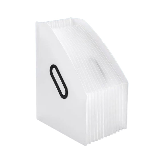 Djiypn 13 Pockets Accordion File Organizer Desk Organizer Vertical Expanding File Folder Letter Size Deskstop Magazine Holder A4 Documents Space Saver for Home Office Supplies, White