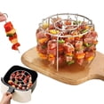 thumbnail image 1 of Djiypn 1Pack Air Fryer Rack Round, 6 Inch Air Fryer Skewer Stand, Stainless Steel Hanging Oven Skewers Rack Accessories, With 24 Skewer, Multifunctional Grill for Cooking Barbecue&nbsp;, 1 of 7