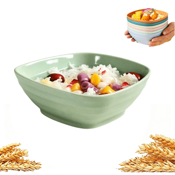 Djiypn 1Pack Unbreakable Cereal Bowls, Wheat Straw Bowls - Microwave & Dishwasher Safe Bowls for Kitchen, Reusable Plastic Bowls for Soup, Salad and Snack