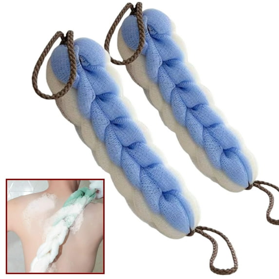 Djiypn 2 Pack Back Scrubber with Rope Handles, Double-Sided Back Body Scrub Mesh Showe , Back Scrubber Bath Mesh Sponge for Use in Shower, Back Washer to Deep Clean for Men & Women