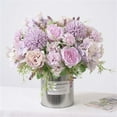 thumbnail image 1 of Djiypn 2 Packs Rose Artificial Flowers, Silk Rose Flowers 7 Bundles Fake Flowers Bulk for Centerpiece Table Wedding Party Home Decor, Purple, 1 of 7