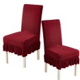 thumbnail image 1 of Djiypn 2 Packs Square Jacquard&nbsp;Dining Chair Slipcover with Skirt, Kitchen Chair Furniture Protector Stretch Chair Covers for Dining Room, Restaurant, Kitchen, Party (Red), 1 of 8