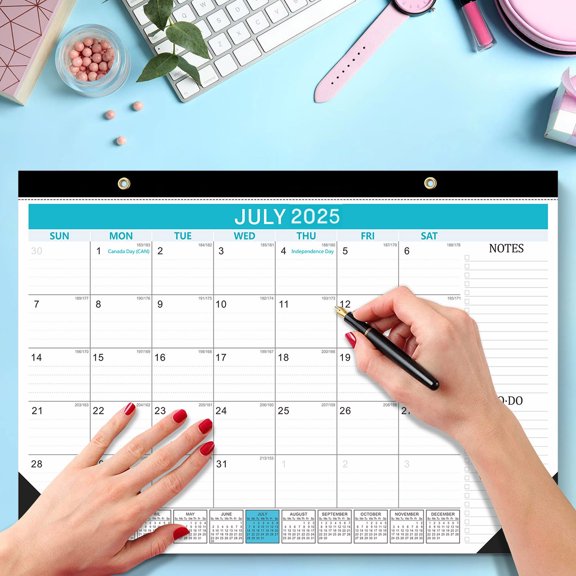 Djiypn 2025 English Version Calendar – 18-Month Countdown Desk Calendar for Office and Home Organization
