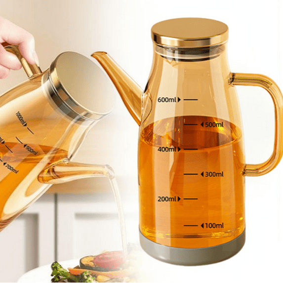 Djiypn 2025 New Oil Dispenser Bottle with Drip Free Spout, 600ml Glass Olive Oil Dispenser Bottle for Kitchen, Food-grade Oil Vinegar Dispenser Container Bottles for Cooking Kitchen Gadgets