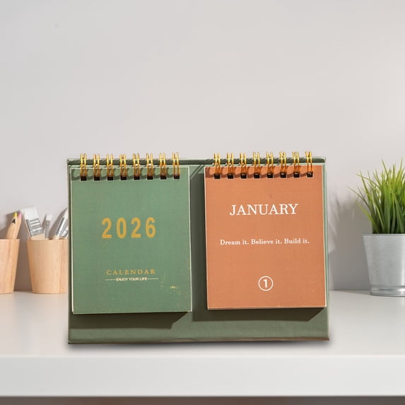 Djiypn 2026 Daily Desk Calendar, Standing Flip Perpetual Desk Calendar with Inspirational Quotes - Positive Daily Affirmations - Desk Decor for Office Home, Inspirational Gifts(Green)
